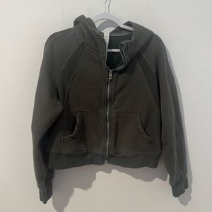 Olive Green Zip-Up Hoodie
